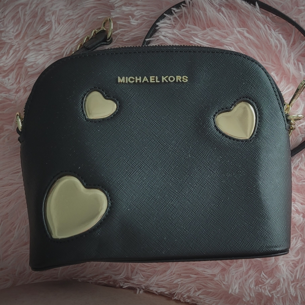 Michael Kors Black Crossbody Bag with Gold Heart Accents - Picture 2 of 10